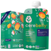 Cerebelly white bean pumpkin apple pouch ready for baby meals on the go.