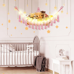 CERETIA corner storage net keeps plush toys neatly within reach