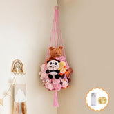 CERETIA stuffed animal hammock corner net neatly stores plush toys in a compact corner.