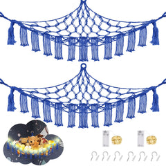 CERETIA stuffed animal hammock corner view demonstrates space-saving storage for kids' rooms