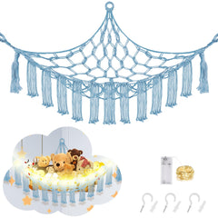 CERETIA stuffed animal hammock corner setup reduces clutter and showcases plushies.