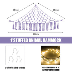 CERETIA large-capacity net holds many stuffed animals, reducing clutter in kids' rooms.