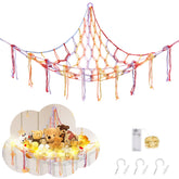 CERETIA stuffed animal hammock in rainbow, neatly organizing plush toys in a corner.