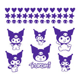 Ceybo Kuromi wall decal purple shows bold anime style for kids' rooms and game spaces.