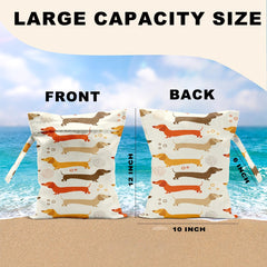 CFGBFDGH dog wet bag 12x10 pack open shows easy access and handle.