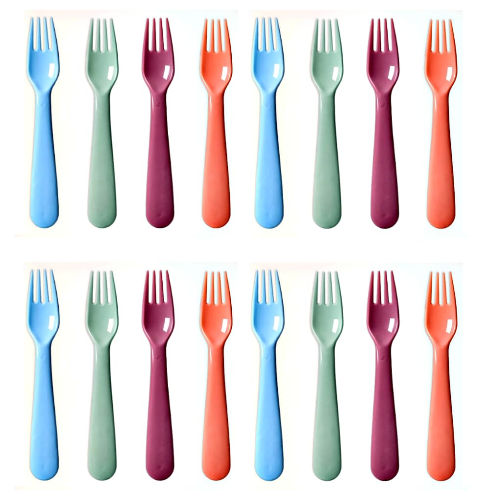 ChaLeeMoo 16pcs kids plastic forks in macaron colors for easy lunch prep.