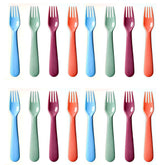 ChaLeeMoo 16pcs kids plastic forks in macaron colors for easy lunch prep.