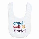ChalkTalkSPORTS Baseball Baby Bib front view shows soft microfiber for comfortable meals.