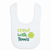 ChalkTalkSPORTS tennis baby bib front view—soft microfiber for comfortable mealtimes