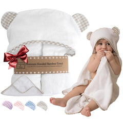 Channing & Yates bamboo hooded towel closeup highlights plush texture and gentle newborn drying.