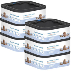 Chariholis jumbo square refill pack shows six refills for clean, odor-controlled diaper disposal.