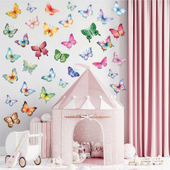 CharmFlo butterfly wall decal pastel closeup highlights delicate watercolor details for dreamy wall art.
