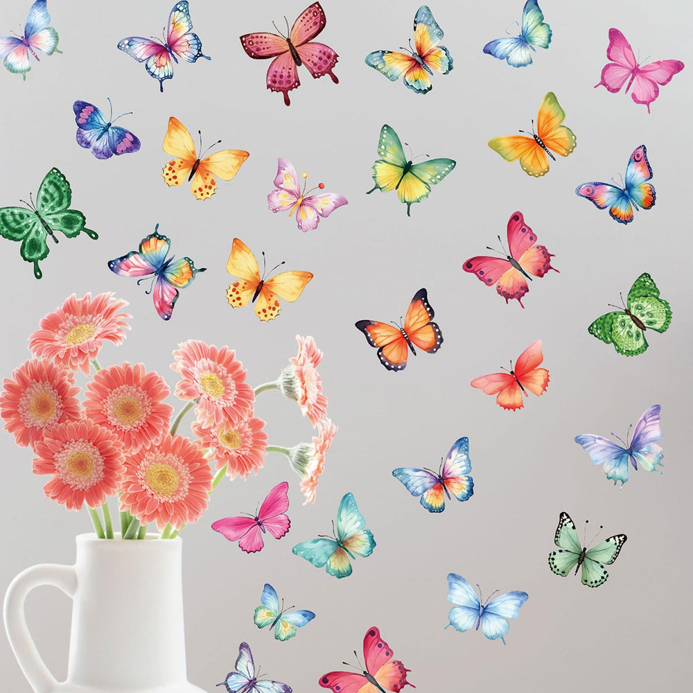 CharmFlo butterfly wall decal sheet 01 adds soft pastel whimsy to kids' walls.