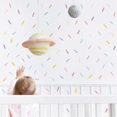 CharmFlo Confetti wall decals 300pcs package spread across sheets for colorful nursery decor