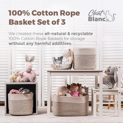 CHAT BLANC cotton rope bathroom towel basket adds spa-like charm.