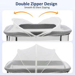 Cheermomo bassinet cover two-way-zipper enables quick night-feed access.