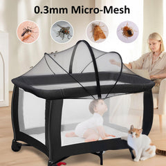 Cheermomo Pack n Play Cover with 2-way zipper allows quick access without exposing baby.