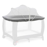 Cheermomo Pack N Play Cover mosquito net protecting baby during playtime.