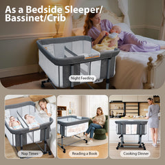 Cheermomo twin bassinet full mesh sides for breathable visibility and airflow