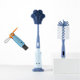 Chemimoso Cup Cleaning Brush with stand and brush demonstrates compact, space-saving bottle cleaning.