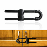 Chengcan cabinet-locks U-shape black closed, showcasing secure childproofing for cabinets.