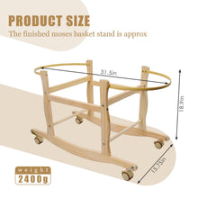 ChengFu Moses Basket Stand side view highlights smooth self-adjusting size for various bassinets.