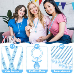 CHENGU blue pacifier necklace on display, ideal party decor for baby showers.