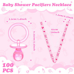 CHENGU pink acrylic pacifier necklace worn on neck for festive fashion flair
