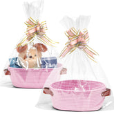 CHEPULA two-pack woven baskets pink set for stylish gifting and home storage.