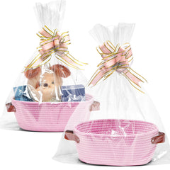 CHEPULA two-pack woven baskets pink set for stylish gifting and home storage.
