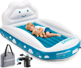 CHERIMOR inflatable toddler bed folded in carry bag for travel and storage.