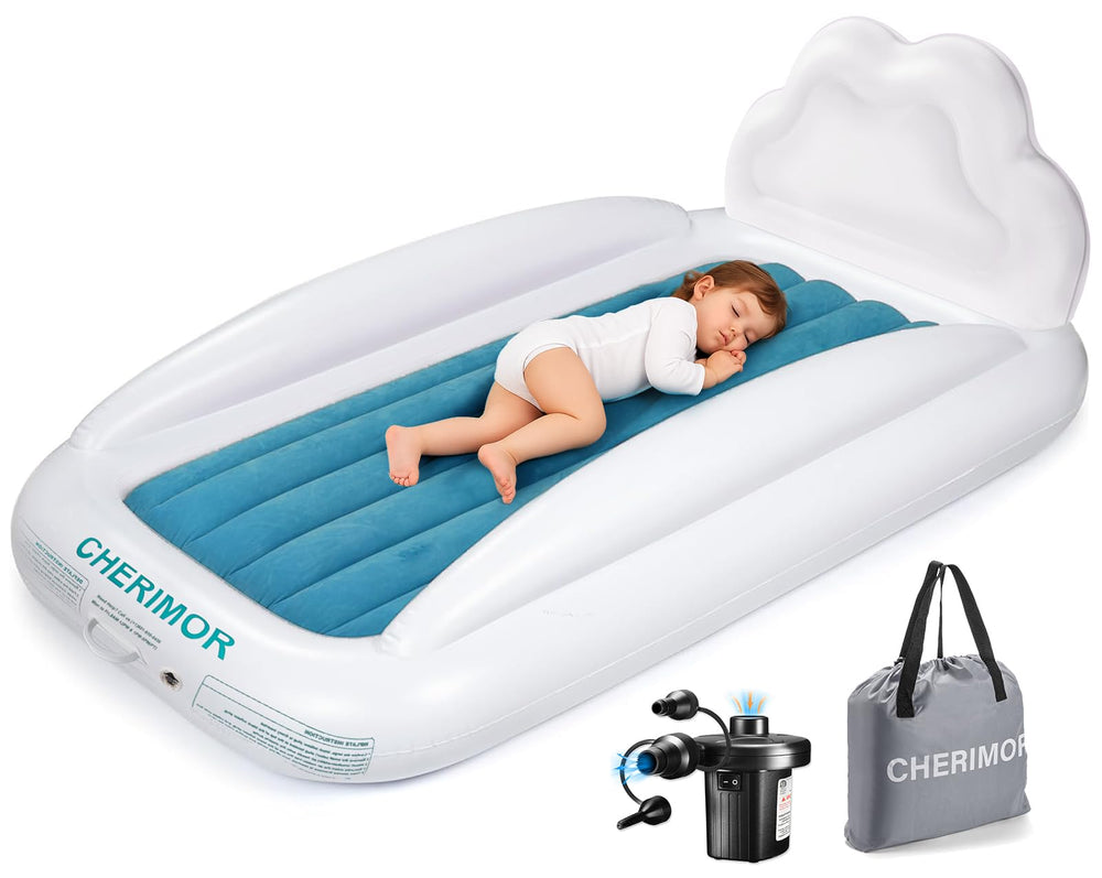 CHERIMOR toddler air mattress with soft flocking fabric for gentle skin contact
