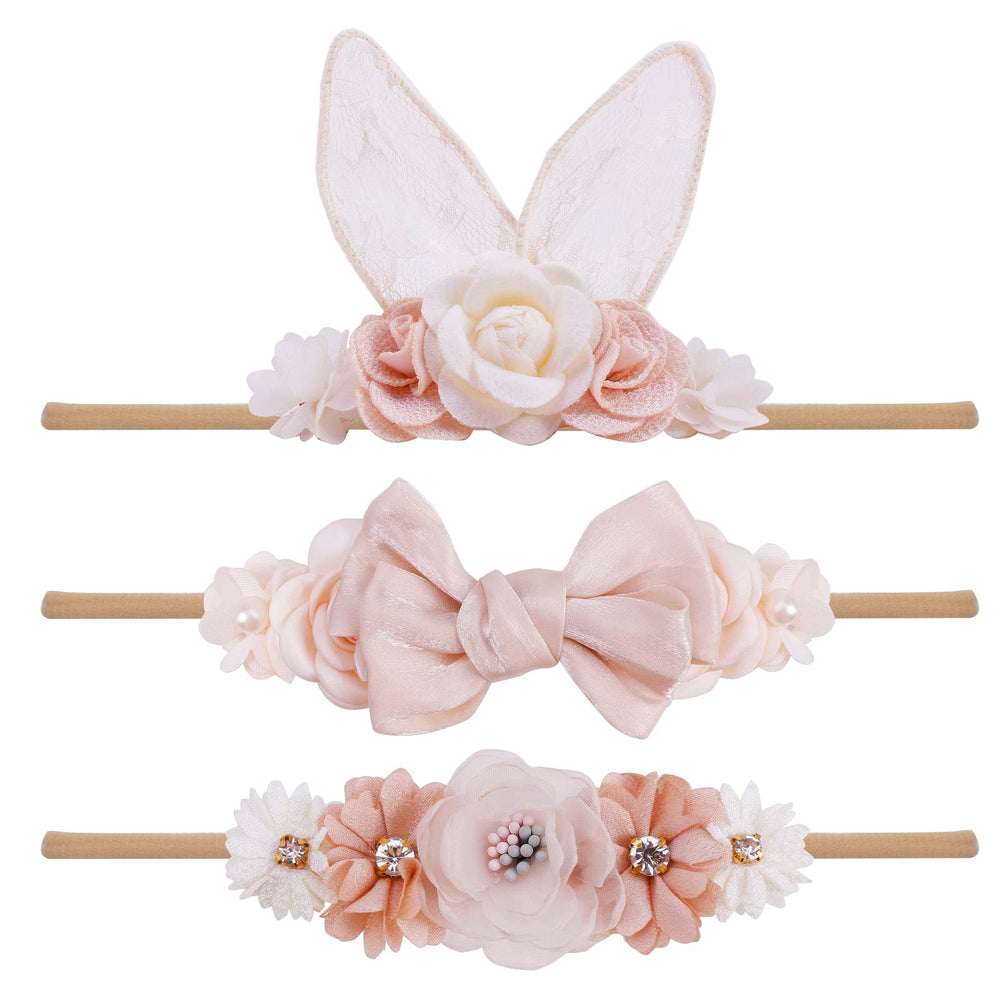 cherrboll baby girl flower headbands set—soft, stretchy nylon for everyday outfits.