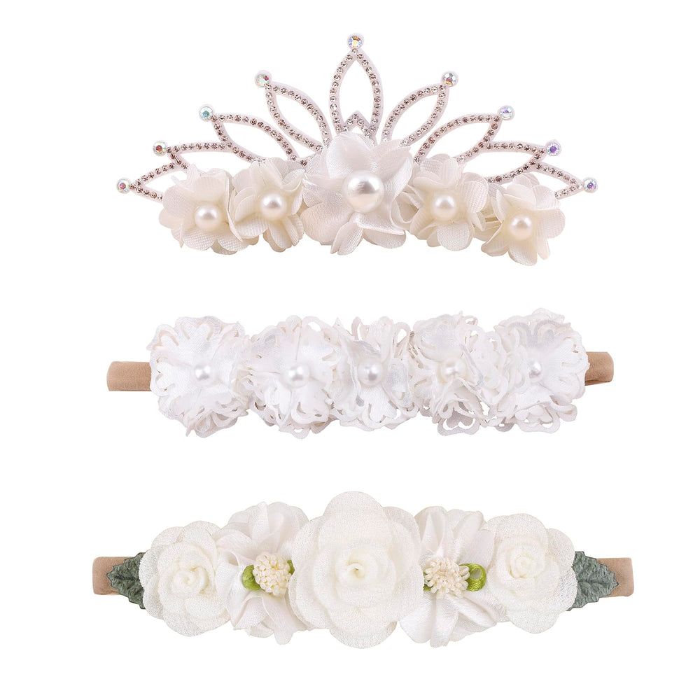 Cherrboll baby girl flower headband in soft nylon for gentle daily wear.