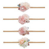 Cherrboll baby headbands flowers closeup showing soft nylon for gentle comfort