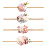 Cherrboll baby headbands flowers set variant 1 shows soft nylon ideal for sensitive skin.