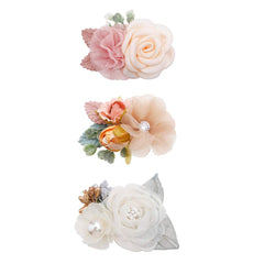 Cherrboll Flower Hair Clips Pink closeup, handmade floral detailing for a soft baby girl accessory.