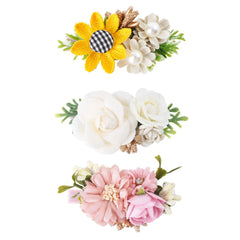 Cherrboll pink flower hair clip set close-up for newborn photos and everyday wear.