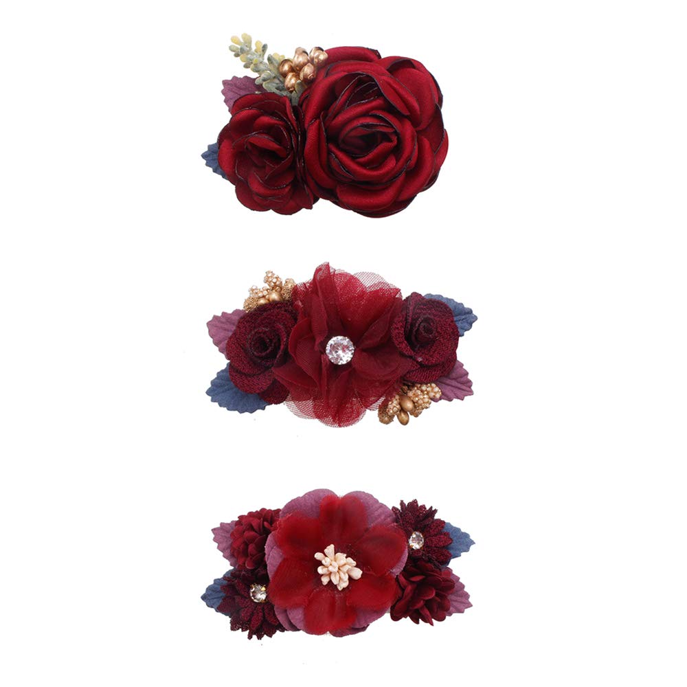 Cherrboll flower hair clips pink rose close-up ideal for newborn photography