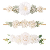 Cherrboll newborn flower headband with gentle nylon fabric for sensitive skin.