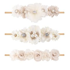 Cherrboll flower headbands with soft nylon material for gentle newborn comfort