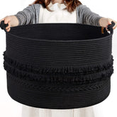 CherryNow blanket basket in living room demonstrates stylish storage and decor.