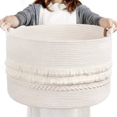 CherryNow blanket basket texture cotton rope highlights natural material and cozy storage