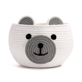 CherryNow cotton rope baby basket with bear face for nursery organization and cute decor