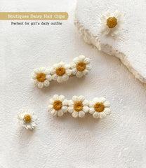 Cherssy daisy hair clip flat lay highlights natural colors.
