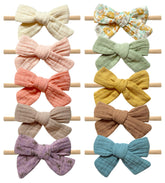 Cherssy muslin bows cream headband for newborn comfort and photo-ready styling