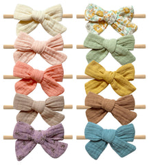Cherssy muslin bows cream headband for newborn comfort and photo-ready styling