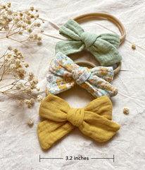 Cherssy muslin bows melon headband with vibrant color accents for photos