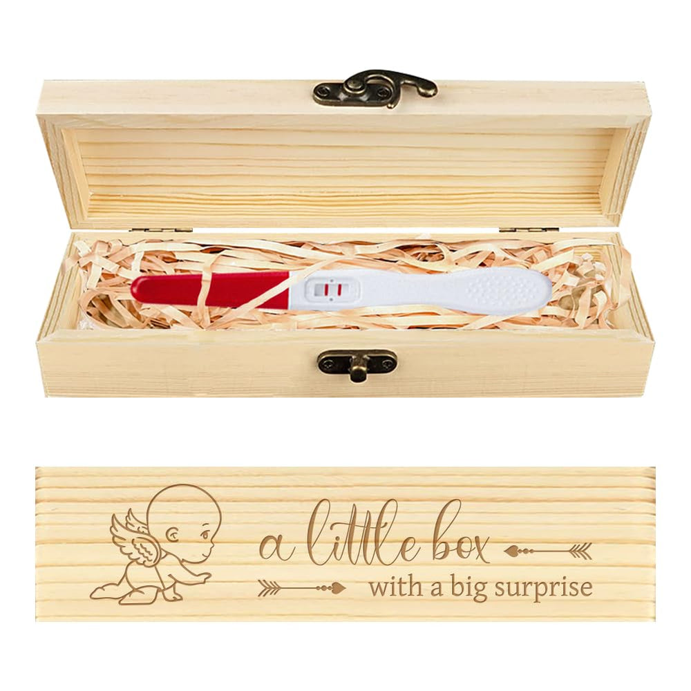 CHGCRAFT pregnancy keepsake box with angel wings wrap engraving, ideal for preserving a precious moment.
