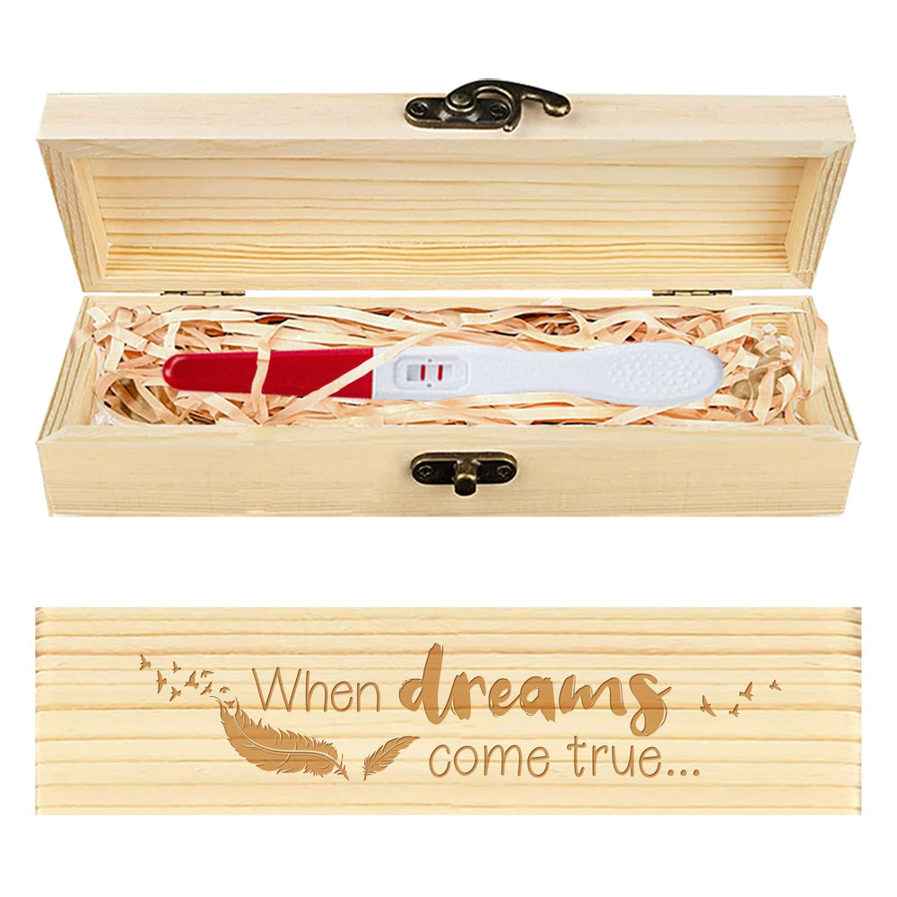 CHGCRAFT pregnancy test keepsake box feather engraving for precious memories